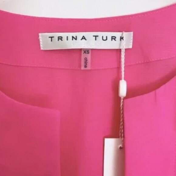 Trina Turk Womens Kimono Sleeve Blouse XS 50% Cotton 45% Silk 5% Spandex Pink Dr - Picture 8 of 10